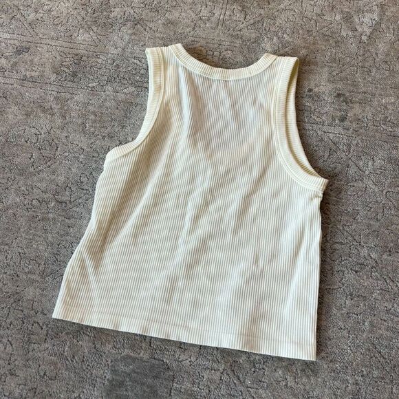 Gypsy & Jade Crop Tank Cream Ribbed Women L/XL - Picture 2 of 3